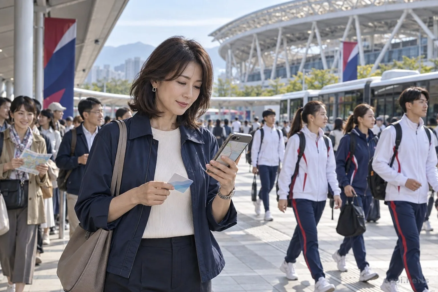 愛知名古屋亞運賽事場館與觀眾入場的情境