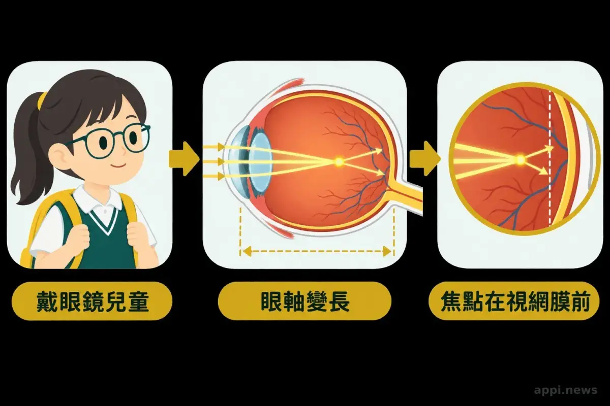 兒童視力、屈光度數與眼軸長度三種檢查的差異