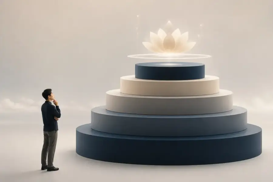 AI 模型能力一層疊一層往上分層，最頂端是新開出的層級