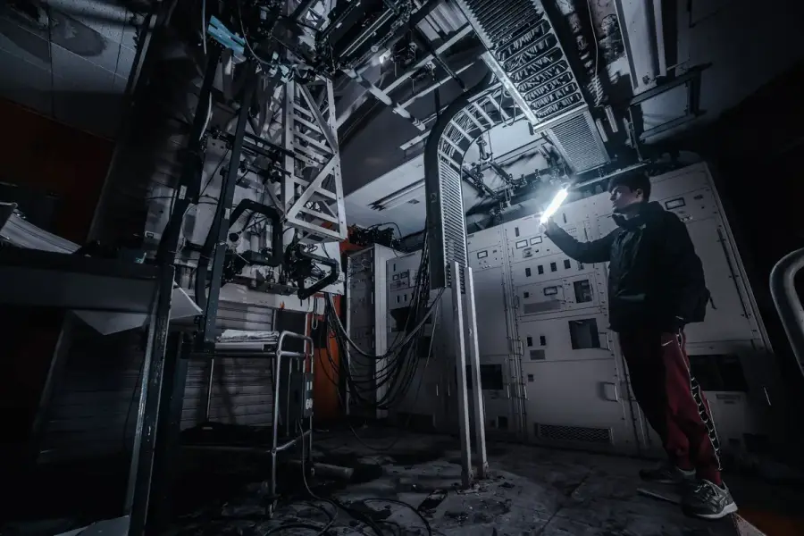 建築電梯與機電設備情境，象徵電梯回生電力節能應用（示意圖）
