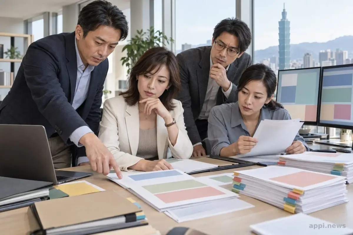 亞洲企業團隊在辦公室檢視合約、試算表、郵件與多個內部系統中的分散資料