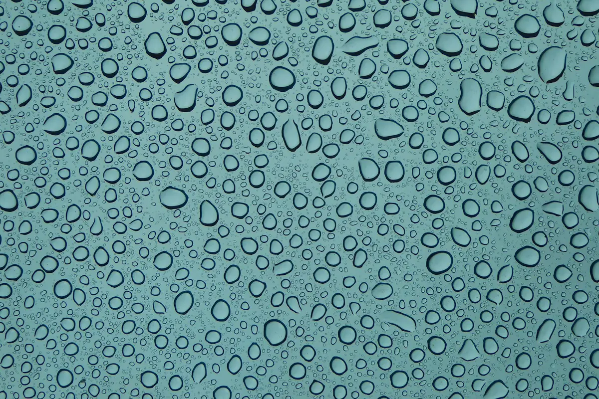 Water droplets cover a window as moisture condenses indoors (illustrative image)