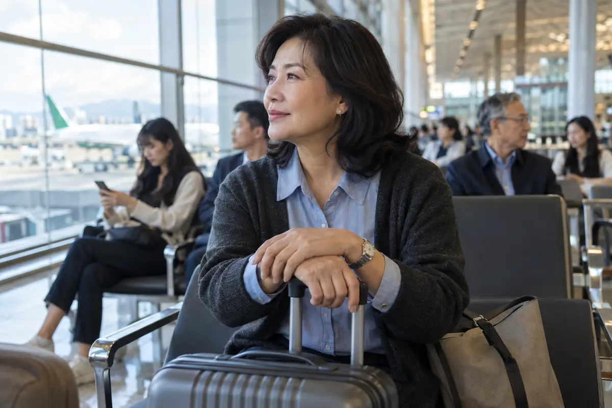 機場航廈大廳的挑高空間與候機區（示意圖）