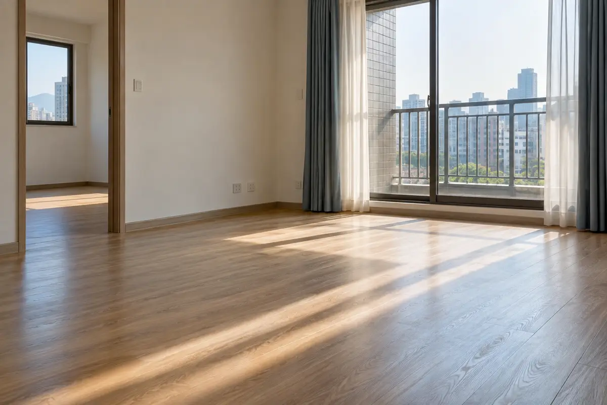 租屋物件空房的採光與地板（示意圖）
