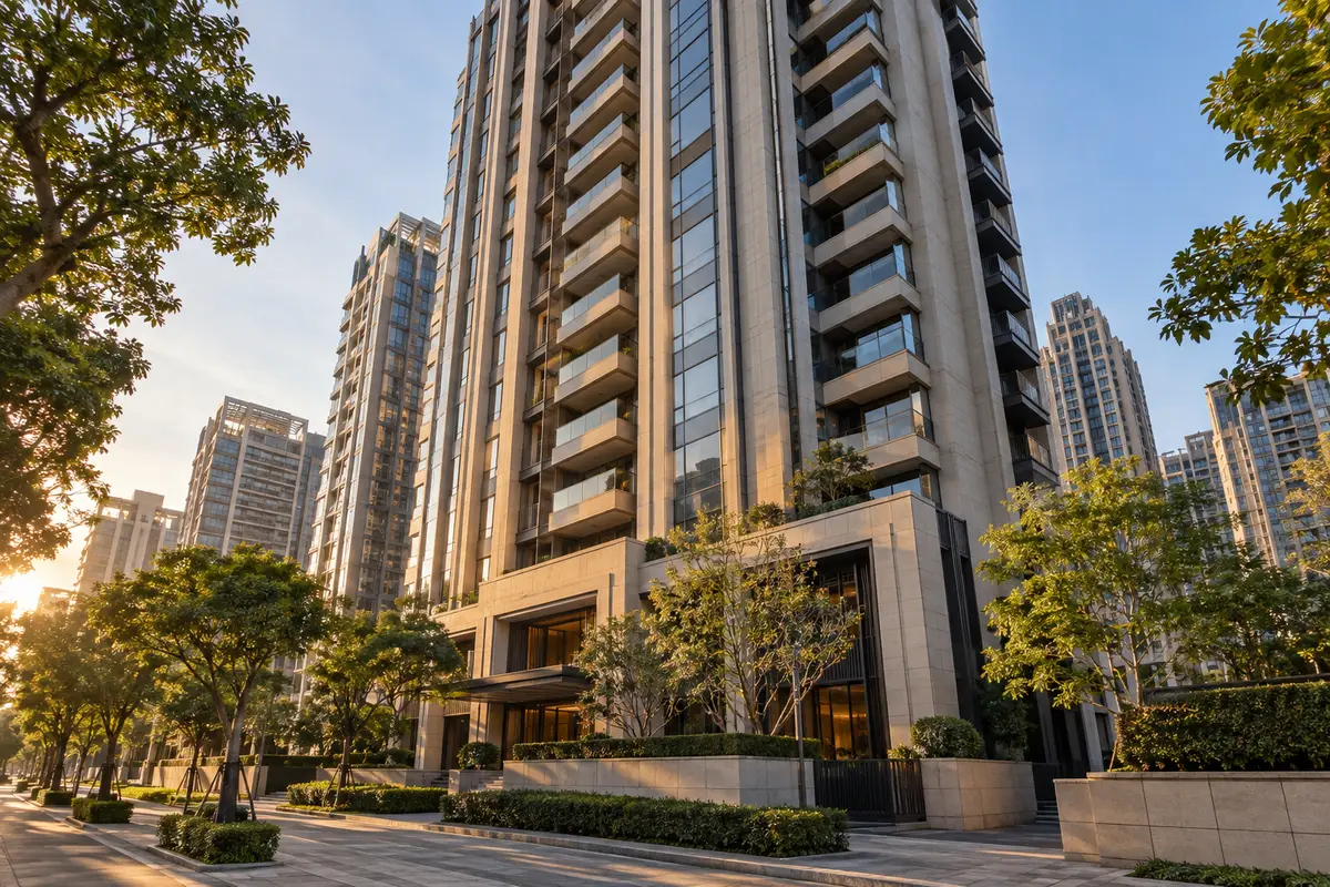 台北信義區高價住宅大樓的外觀仰角（示意圖）