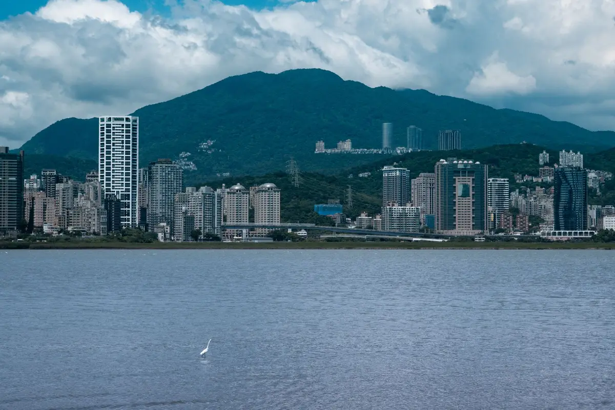 白天的新北市河濱橋景