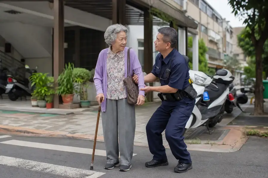 員警在派出所服務台協助民眾核對資料