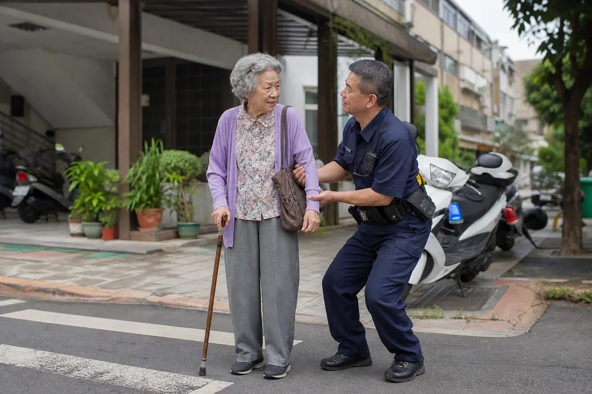 員警在派出所服務台協助民眾核對資料