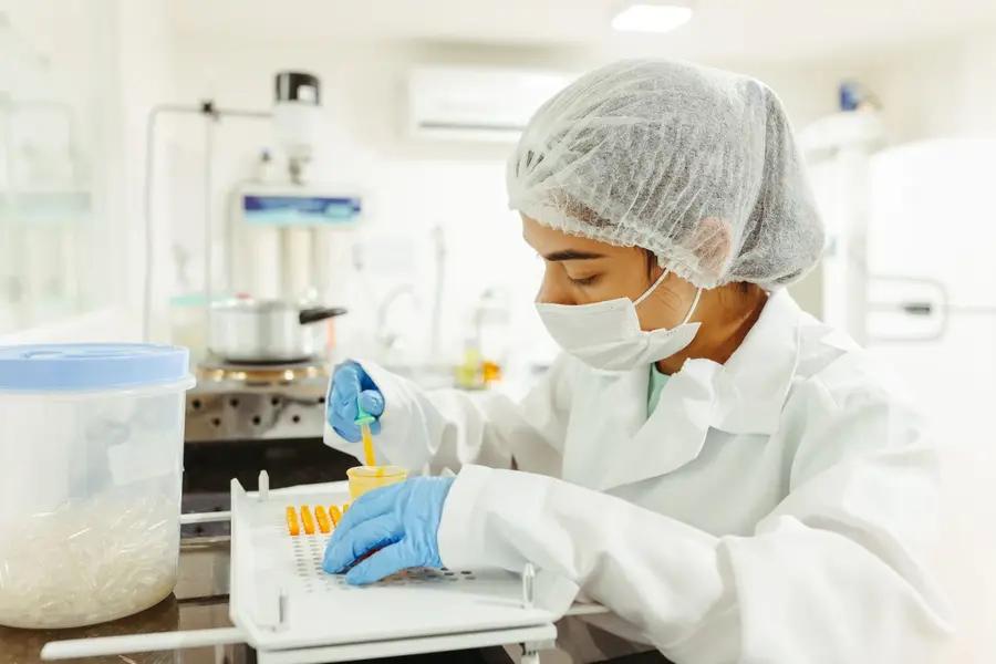 身穿防護設備的科學家在實驗室進行精密實驗