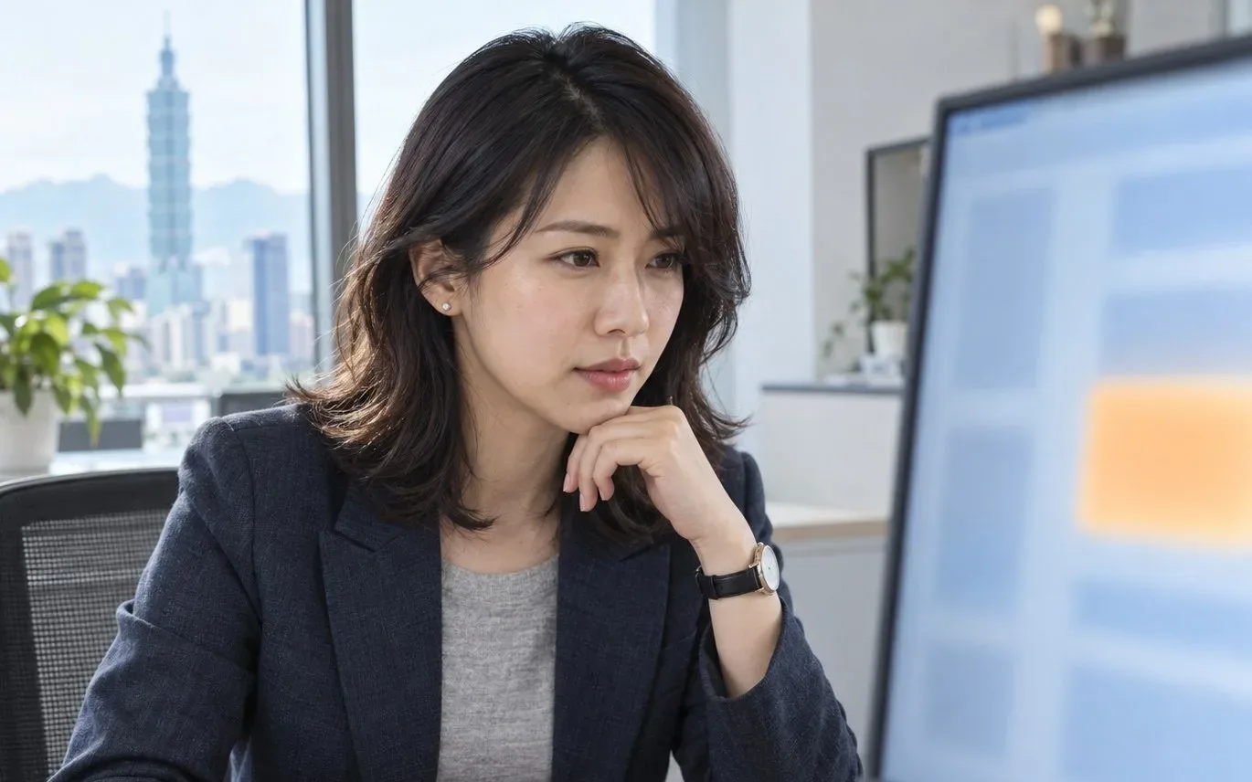 一位亞洲資安人員在辦公室檢視電腦上的可疑郵件與阻擋提示