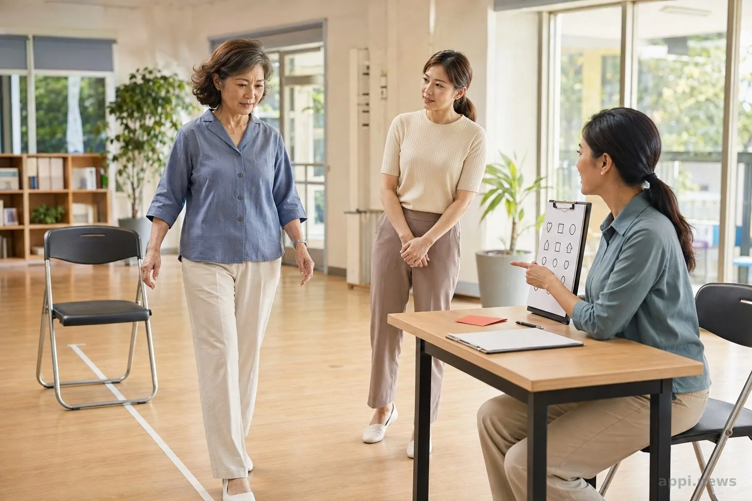 台南長者在家人與社區健康工作者陪同下接受行動與視力功能評估
