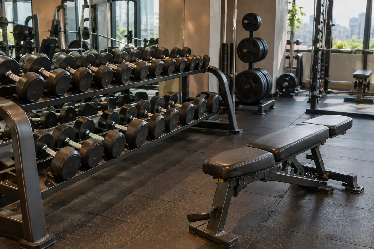 A woman trains with a barbell in a gym (illustrative image)