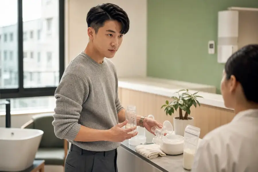哺乳相關器材與育嬰空間示意，象徵世界母乳哺育週對支持系統的關注