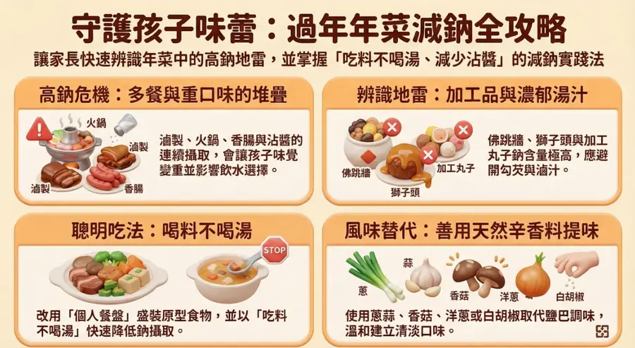 兒童高鈉飲食警訊：過年年菜這些地雷，孩子最容易吃超標