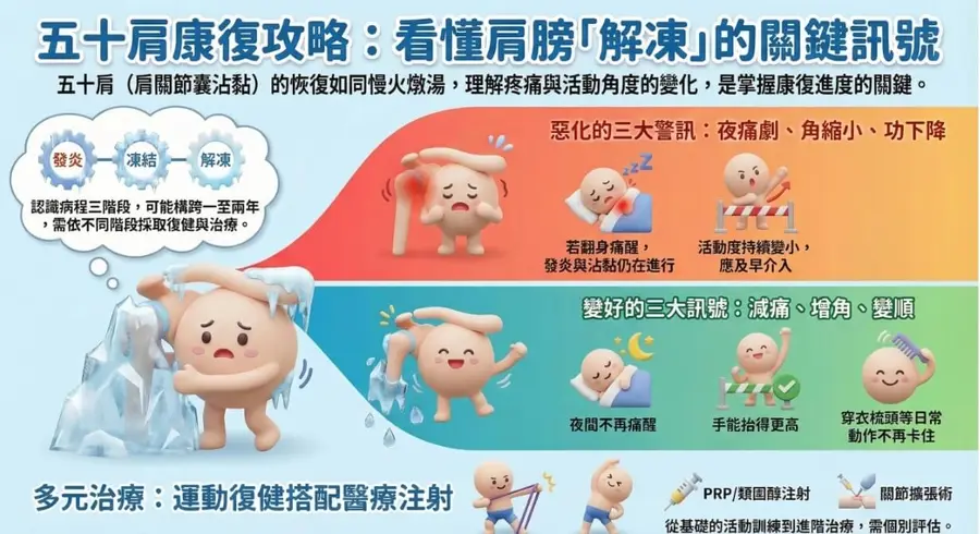 五十肩多久會好？醫師教你分辨恢復期與惡化期
