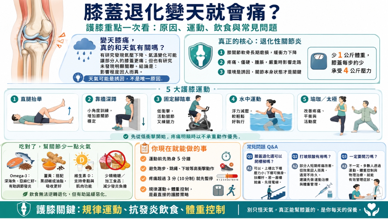膝蓋退化變天就會痛？專家推薦5大運動，強化關節不怕痛！