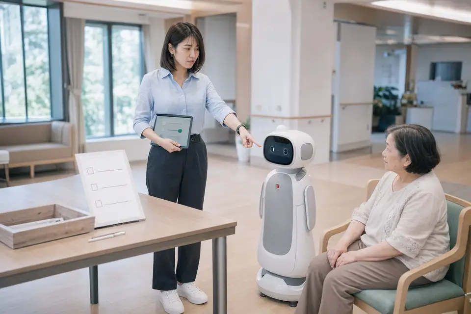 長照團隊使用檢核表評估陪伴機器人的資料保存、人工接手與停用流程