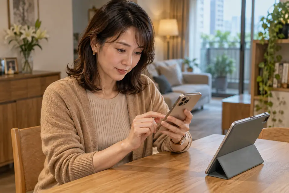 桌面上的手機與平板顯示帳號設定畫面
