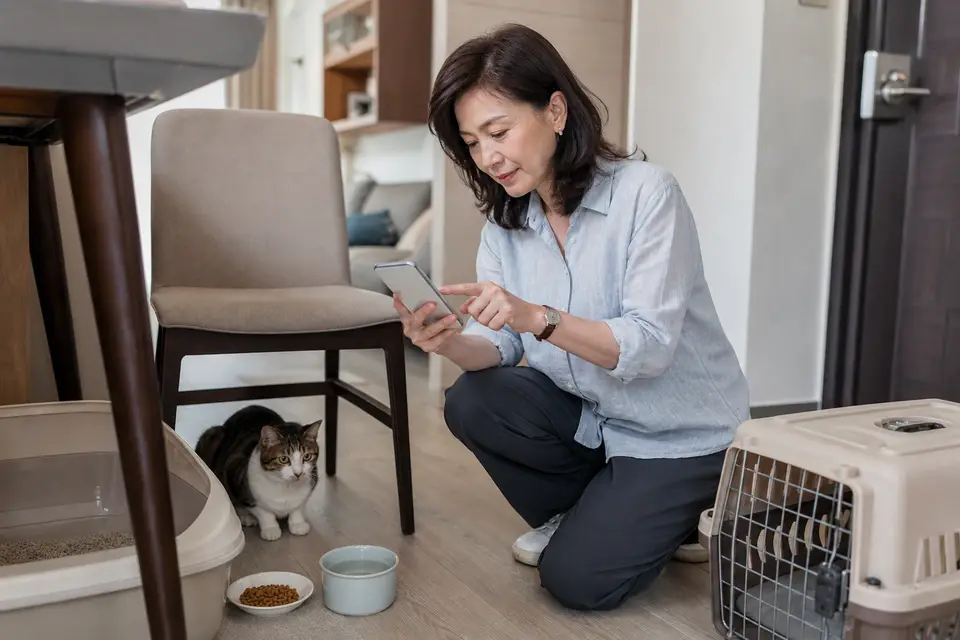 飼主用手機記錄貓咪最後進食與飲水時間