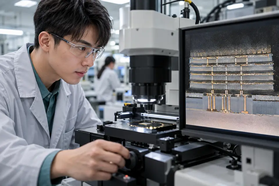 多層 DRAM 晶粒透過垂直連線堆疊在基礎裸晶上