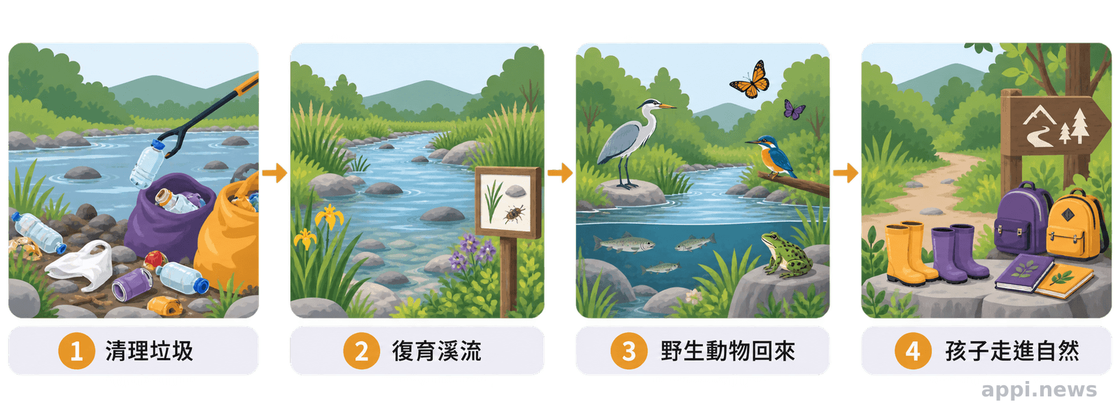 從清理垃圾到孩子走進自然的生態復育流程