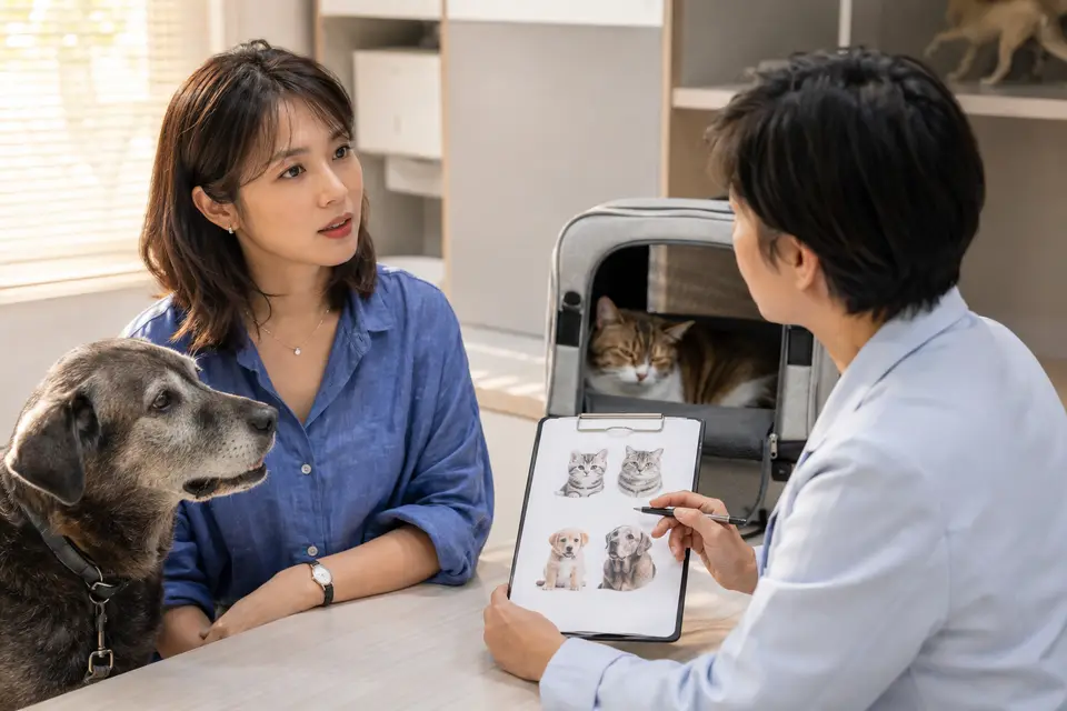 獸醫師向飼主說明犬貓與不同生命階段的照護差異