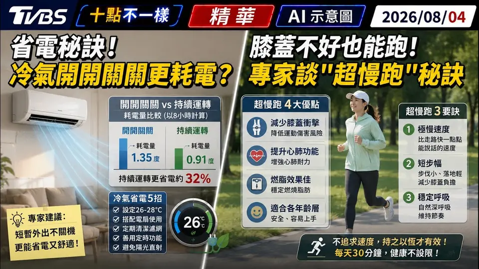 省電秘訣! 冷氣開開關關更耗電? 膝蓋不好也能跑! 專家談「超慢跑」秘訣｜十點不一樣