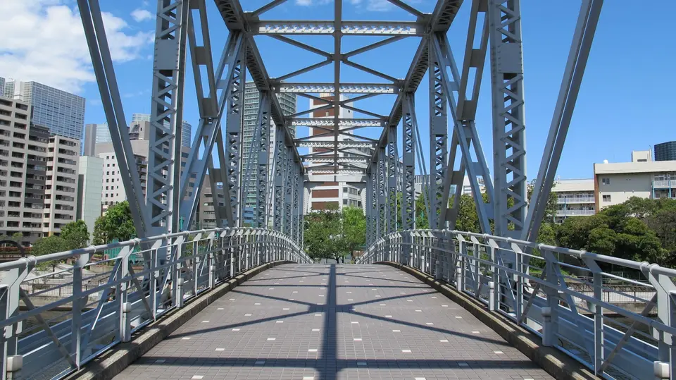 自行車專用陸橋跨越道路的鋼構橋體（示意圖）