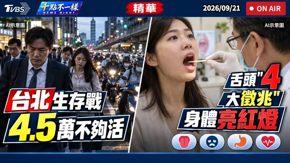 台北生存戰！4.5萬不夠活 舌頭「4大徵兆」身體亮紅燈｜十點不一樣 20260921 @TVBSNEWS01
