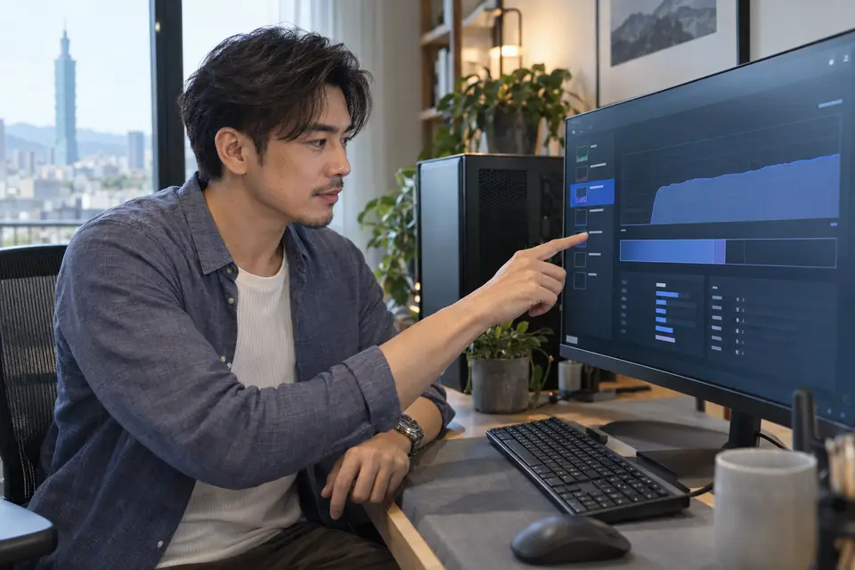 桌上型電腦螢幕與 RAM 記憶體模組